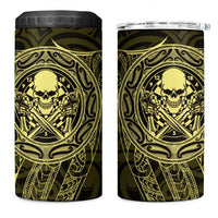 New Zealand Skull Darts 4 in 1 Can Cooler Tumbler Aotearoa Maori Chest Tattoo Stylized Gold LT14 One Size: 16 oz Gold - Polynesian Pride