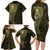 New Zealand Skull Darts Family Matching Long Sleeve Bodycon Dress and Hawaiian Shirt Aotearoa Maori Chest Tattoo Stylized Gold - Polynesian Pride