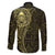 New Zealand Skull Darts Family Matching Long Sleeve Bodycon Dress and Hawaiian Shirt Aotearoa Maori Chest Tattoo Stylized Gold - Polynesian Pride