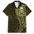 New Zealand Skull Darts Family Matching Short Sleeve Bodycon Dress and Hawaiian Shirt Aotearoa Maori Chest Tattoo Stylized Gold - Polynesian Pride