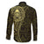 New Zealand Skull Darts Family Matching Short Sleeve Bodycon Dress and Hawaiian Shirt Aotearoa Maori Chest Tattoo Stylized Gold - Polynesian Pride