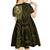 New Zealand Skull Darts Kid Short Sleeve Dress Aotearoa Maori Chest Tattoo Stylized Gold - Polynesian Pride