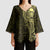 New Zealand Skull Darts Kimono Sleeve Blouse Aotearoa Maori Chest Tattoo Stylized Gold - Polynesian Pride