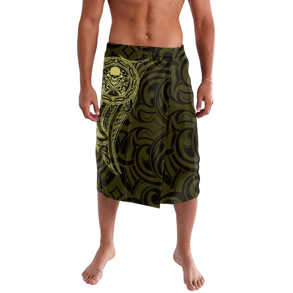 New Zealand Skull Darts Lavalava Aotearoa Maori Chest Tattoo Stylized Gold - Polynesian Pride