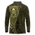 New Zealand Skull Darts Long Sleeve Polo Shirt Aotearoa Maori Chest Tattoo Stylized Gold - Polynesian Pride