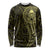 New Zealand Skull Darts Long Sleeve Shirt Aotearoa Maori Chest Tattoo Stylized Gold - Polynesian Pride