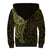 New Zealand Skull Darts Sherpa Hoodie Aotearoa Maori Chest Tattoo Stylized Gold - Polynesian Pride