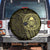 New Zealand Skull Darts Spare Tire Cover Aotearoa Maori Chest Tattoo Stylized Gold - Polynesian Pride