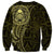 New Zealand Skull Darts Sweatshirt Aotearoa Maori Chest Tattoo Stylized Gold - Polynesian Pride