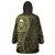 New Zealand Skull Darts Wearable Blanket Hoodie Aotearoa Maori Chest Tattoo Stylized Gold - Polynesian Pride