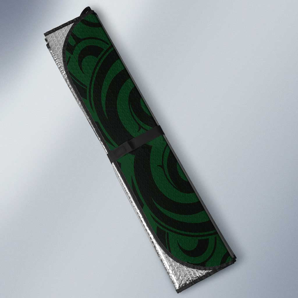 New Zealand Skull Darts Auto Sun Shade Aotearoa Maori Chest Tattoo Stylized Green - Polynesian Pride