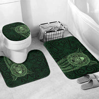 New Zealand Skull Darts Bathroom Set Aotearoa Maori Chest Tattoo Stylized Green - Polynesian Pride