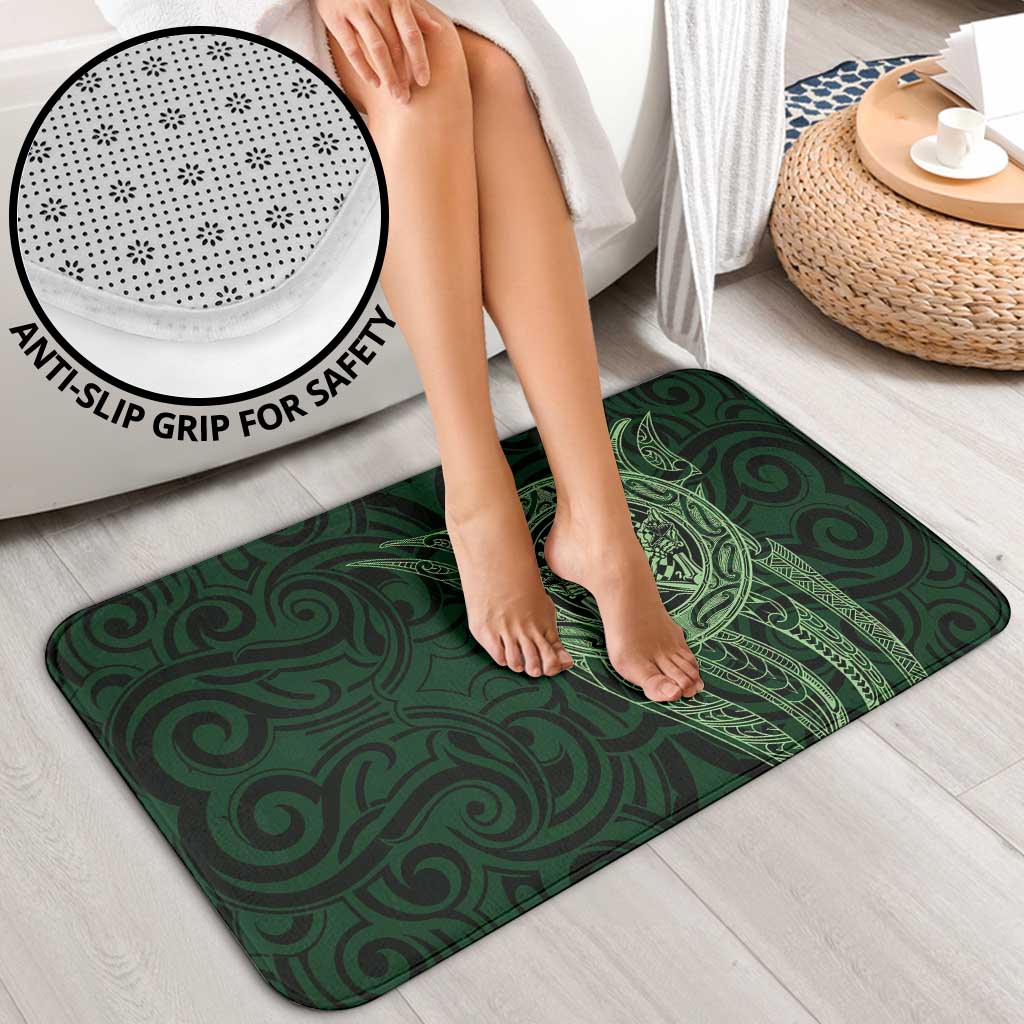 New Zealand Skull Darts Bathroom Set Aotearoa Maori Chest Tattoo Stylized Green - Polynesian Pride