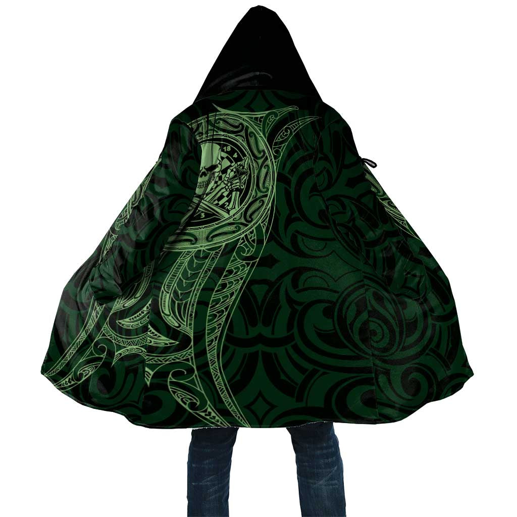New Zealand Skull Darts Cloak Aotearoa Maori Chest Tattoo Stylized Green - Polynesian Pride