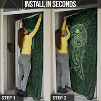New Zealand Skull Darts Door Cover Aotearoa Maori Chest Tattoo Stylized Green - Polynesian Pride