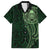 New Zealand Skull Darts Family Matching Off The Shoulder Long Sleeve Dress and Hawaiian Shirt Aotearoa Maori Chest Tattoo Stylized Green - Polynesian Pride