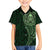 New Zealand Skull Darts Family Matching Off The Shoulder Long Sleeve Dress and Hawaiian Shirt Aotearoa Maori Chest Tattoo Stylized Green - Polynesian Pride