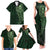 New Zealand Skull Darts Family Matching Tank Maxi Dress and Hawaiian Shirt Aotearoa Maori Chest Tattoo Stylized Green - Polynesian Pride