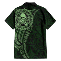 New Zealand Skull Darts Hawaiian Shirt Aotearoa Maori Chest Tattoo Stylized Green - Polynesian Pride