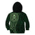 New Zealand Skull Darts Kid Hoodie Aotearoa Maori Chest Tattoo Stylized Green - Polynesian Pride
