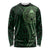 New Zealand Skull Darts Long Sleeve Shirt Aotearoa Maori Chest Tattoo Stylized Green - Polynesian Pride