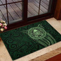 New Zealand Skull Darts Rubber Doormat Aotearoa Maori Chest Tattoo Stylized Green - Polynesian Pride