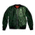 New Zealand Skull Darts Sleeve Zip Bomber Jacket Aotearoa Maori Chest Tattoo Stylized Green - Polynesian Pride