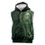 New Zealand Skull Darts Sleeveless Hoodie Aotearoa Maori Chest Tattoo Stylized Green - Polynesian Pride