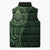 New Zealand Skull Darts Sleeveless Puffer Jacket Aotearoa Maori Chest Tattoo Stylized Green - Polynesian Pride