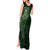 New Zealand Skull Darts Tank Maxi Dress Aotearoa Maori Chest Tattoo Stylized Green - Polynesian Pride