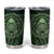 New Zealand Skull Darts Tumbler Cup Aotearoa Maori Chest Tattoo Stylized Green - Polynesian Pride