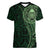 New Zealand Skull Darts Women V-Neck T-Shirt Aotearoa Maori Chest Tattoo Stylized Green - Polynesian Pride