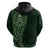 New Zealand Skull Darts Zip Hoodie Aotearoa Maori Chest Tattoo Stylized Green - Polynesian Pride