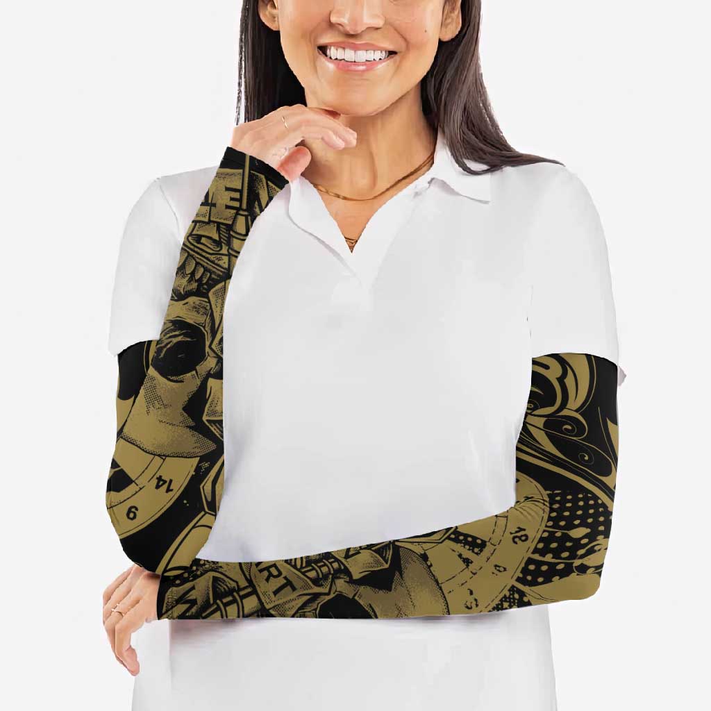 New Zealand Darts Arm Sleeves Skull In Dart We Trust Maori Pattern - Polynesian Pride