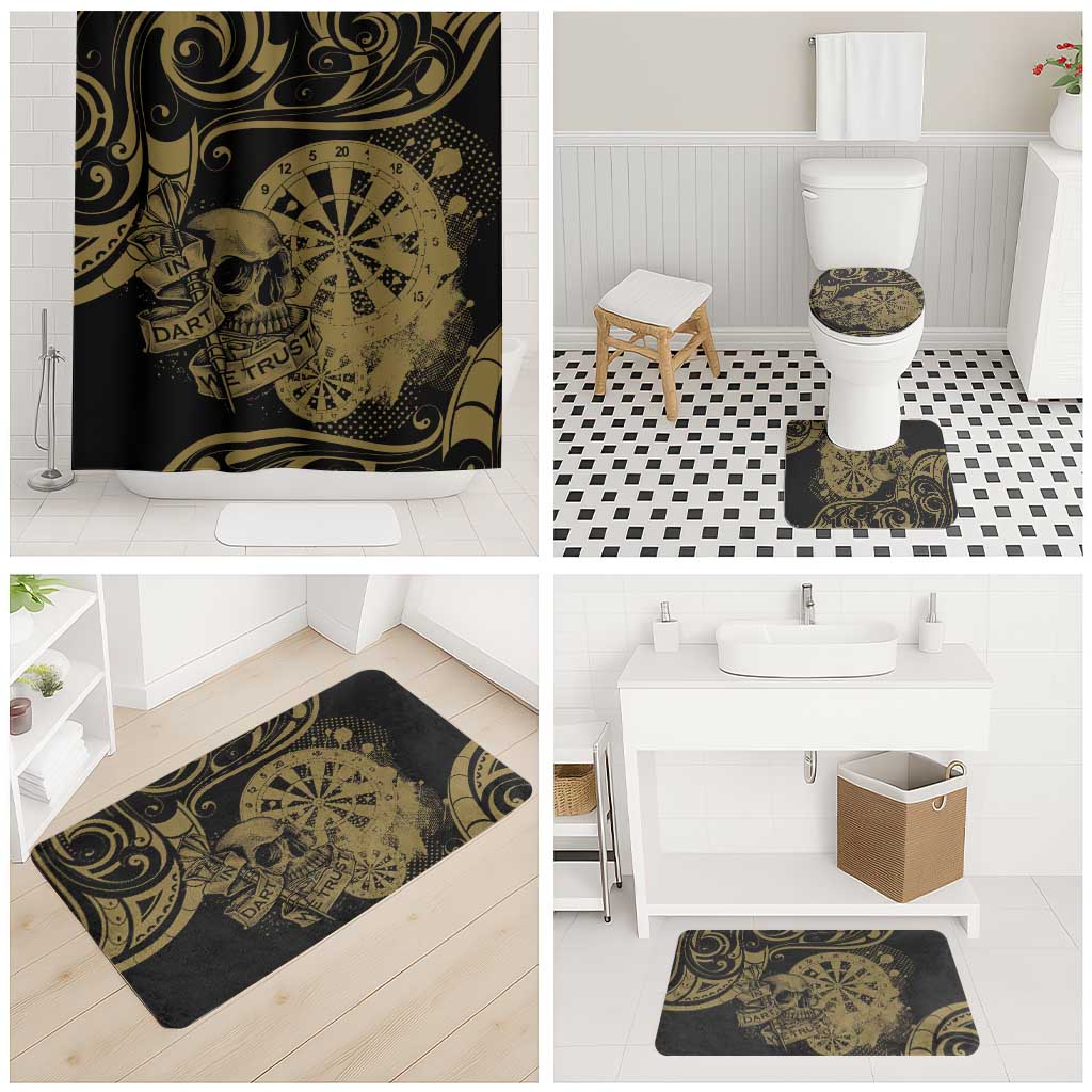 New Zealand Darts Bathroom Set Skull In Dart We Trust Maori Pattern - Polynesian Pride