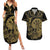 New Zealand Darts Couples Matching Summer Maxi Dress and Hawaiian Shirt Skull In Dart We Trust Maori Pattern - Polynesian Pride