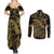 New Zealand Darts Couples Matching Summer Maxi Dress and Long Sleeve Button Shirt Skull In Dart We Trust Maori Pattern - Polynesian Pride