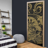 New Zealand Darts Door Cover Skull In Dart We Trust Maori Pattern - Polynesian Pride