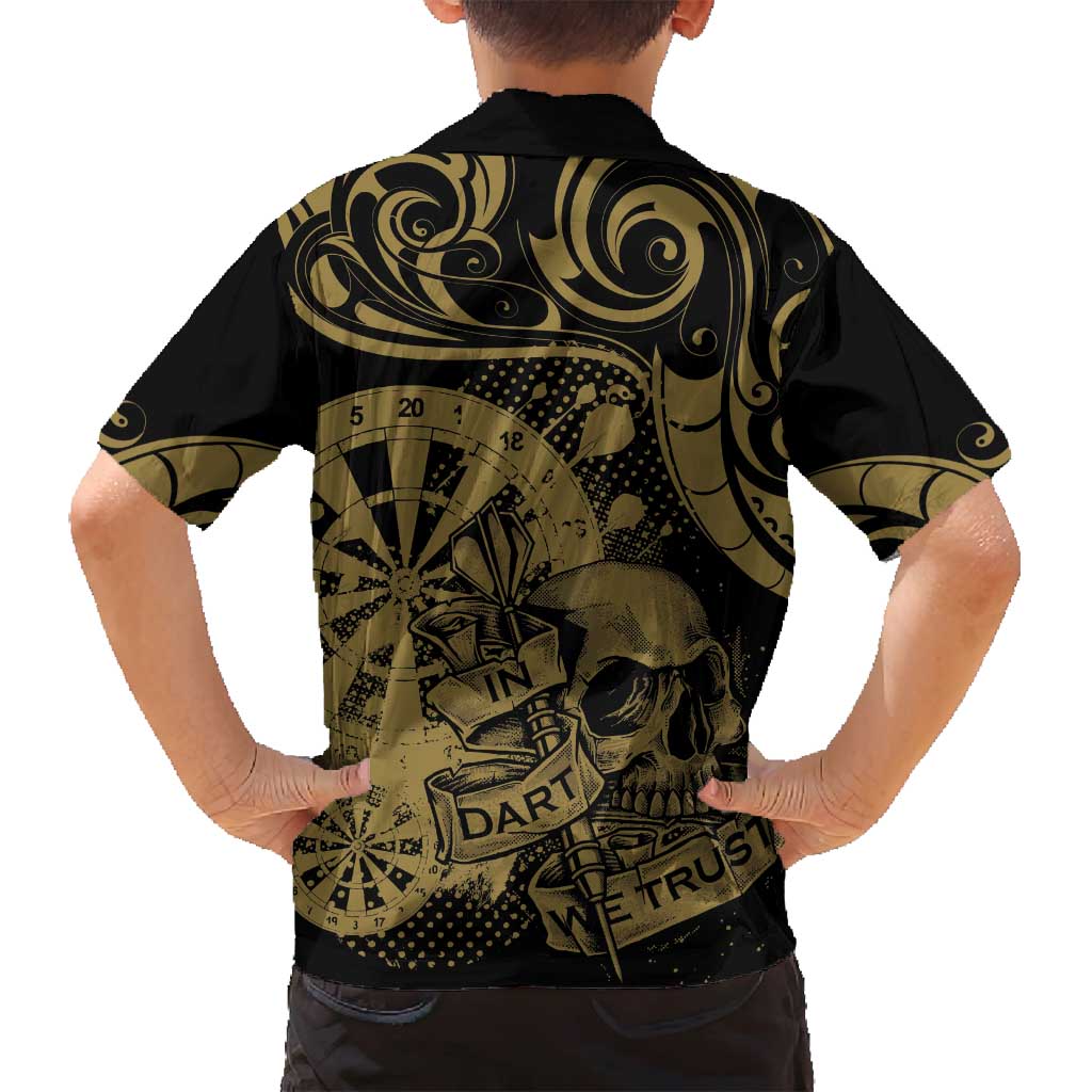 New Zealand Darts Family Matching Off Shoulder Maxi Dress and Hawaiian Shirt Skull In Dart We Trust Maori Pattern LT14 - Polynesian Pride