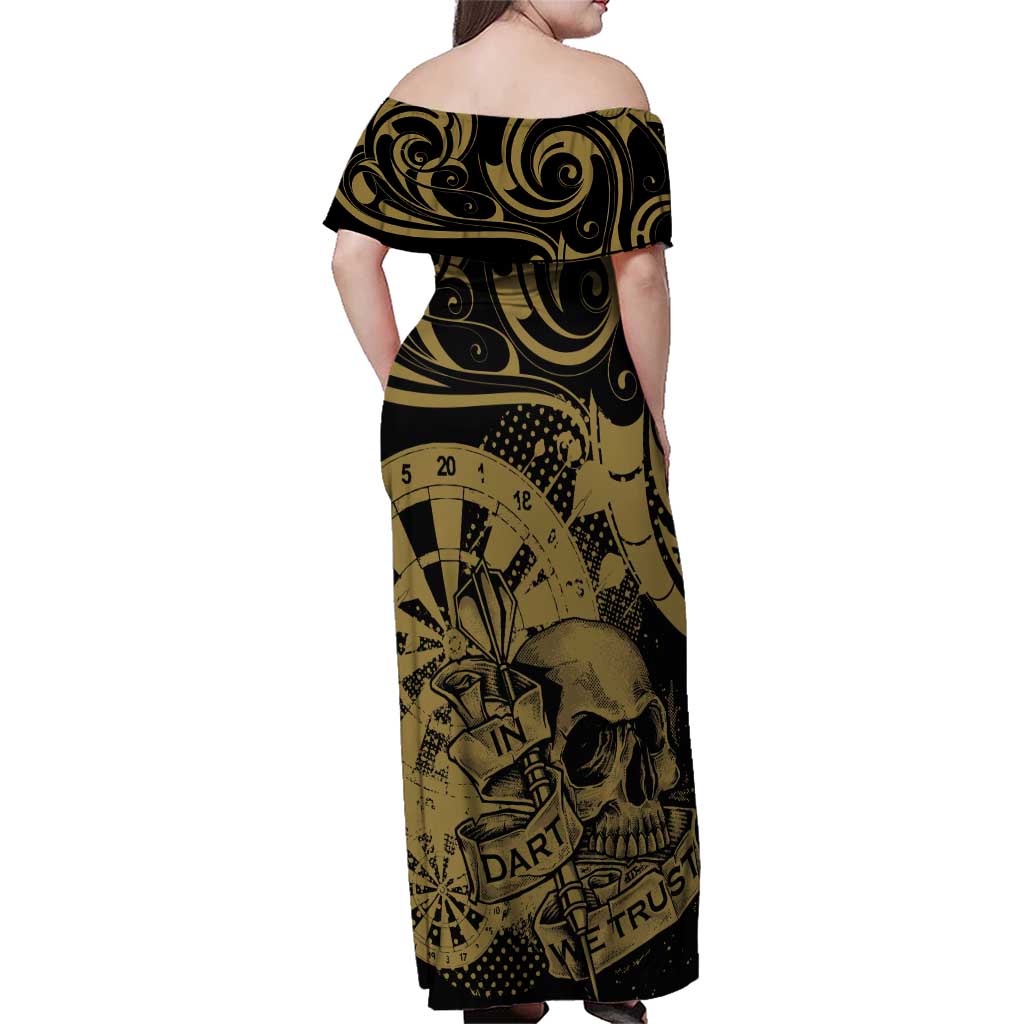 New Zealand Darts Family Matching Off Shoulder Maxi Dress and Hawaiian Shirt Skull In Dart We Trust Maori Pattern LT14 - Polynesian Pride