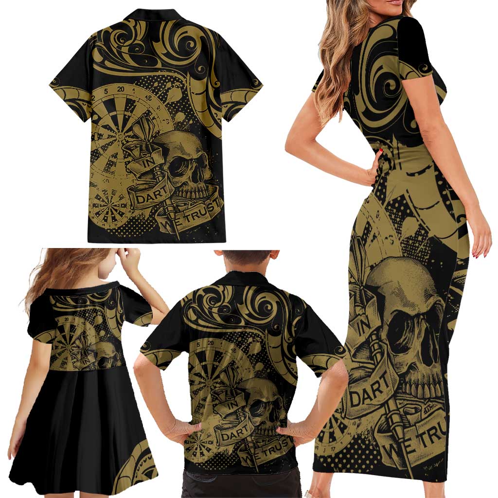 New Zealand Darts Family Matching Short Sleeve Bodycon Dress and Hawaiian Shirt Skull In Dart We Trust Maori Pattern LT14 - Polynesian Pride