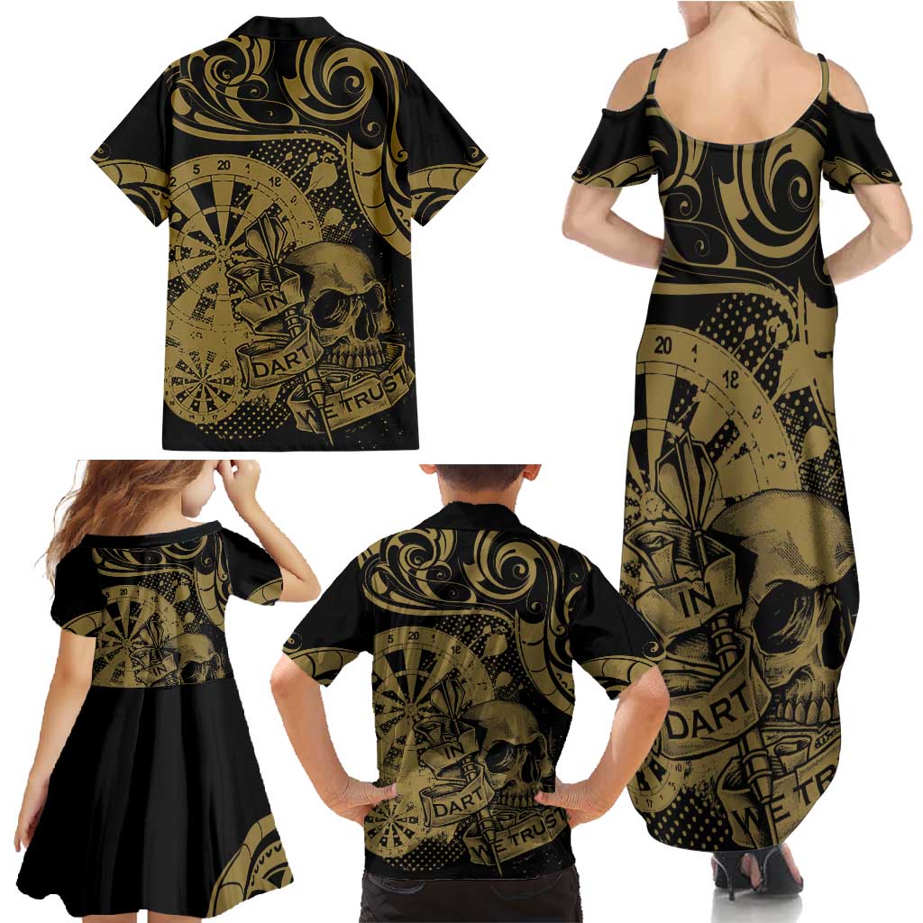 New Zealand Darts Family Matching Summer Maxi Dress and Hawaiian Shirt Skull In Dart We Trust Maori Pattern LT14 - Polynesian Pride