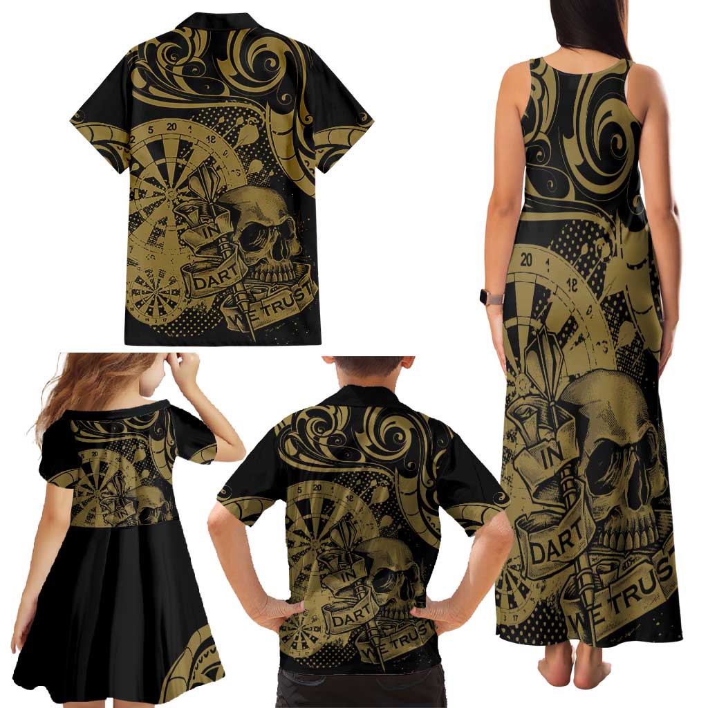 New Zealand Darts Family Matching Tank Maxi Dress and Hawaiian Shirt Skull In Dart We Trust Maori Pattern LT14 - Polynesian Pride