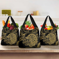 New Zealand Darts Grocery Bag Skull In Dart We Trust Maori Pattern - Polynesian Pride