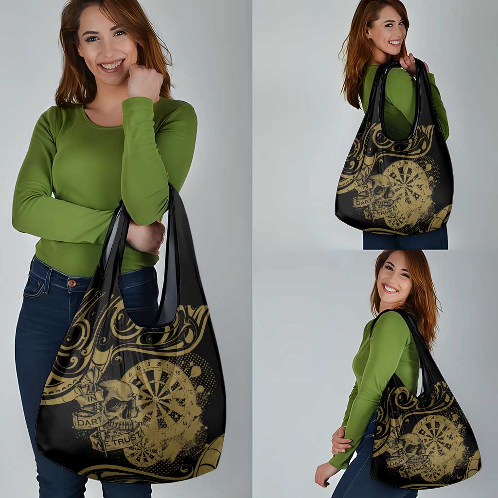 New Zealand Darts Grocery Bag Skull In Dart We Trust Maori Pattern - Polynesian Pride