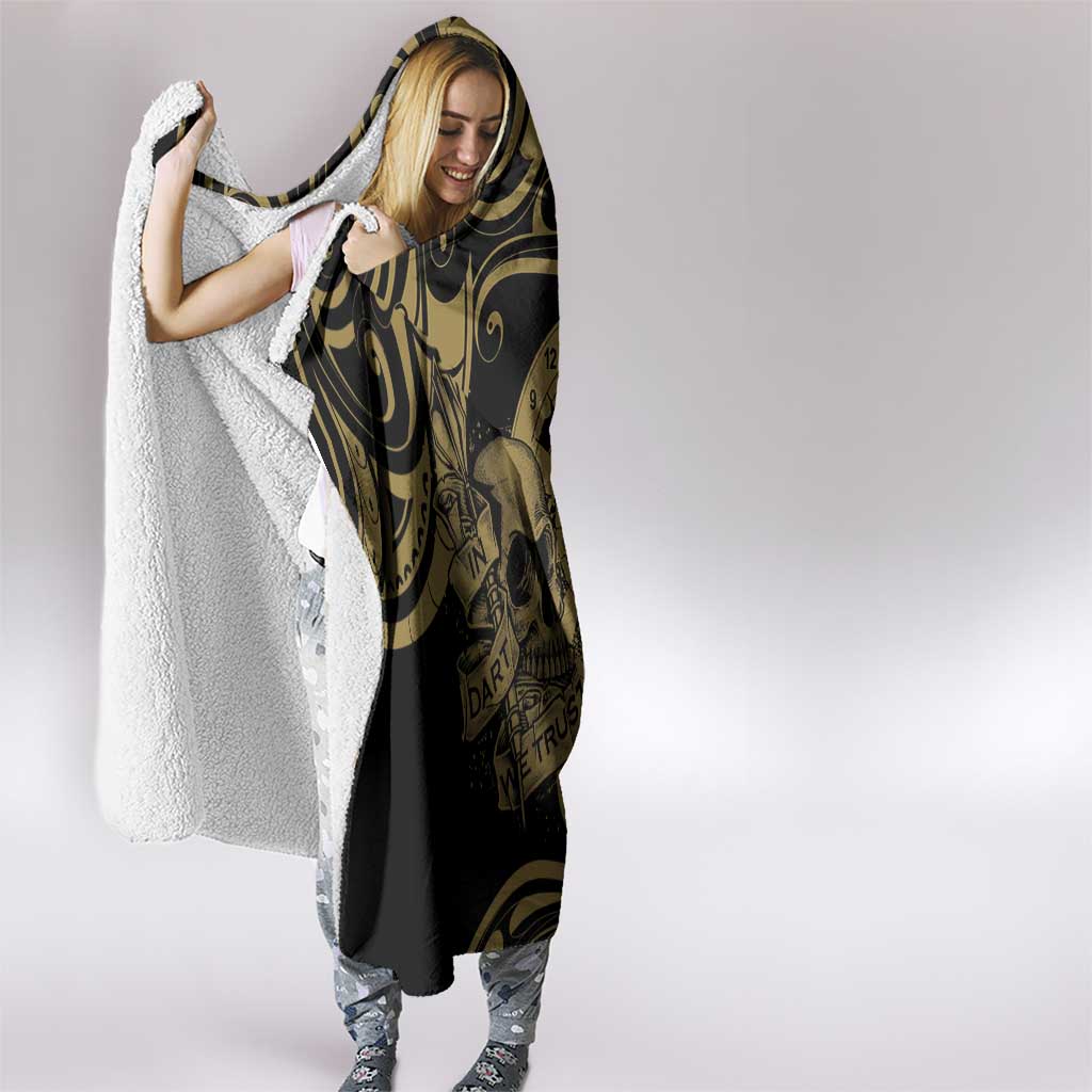 New Zealand Darts Hooded Blanket Skull In Dart We Trust Maori Pattern - Polynesian Pride