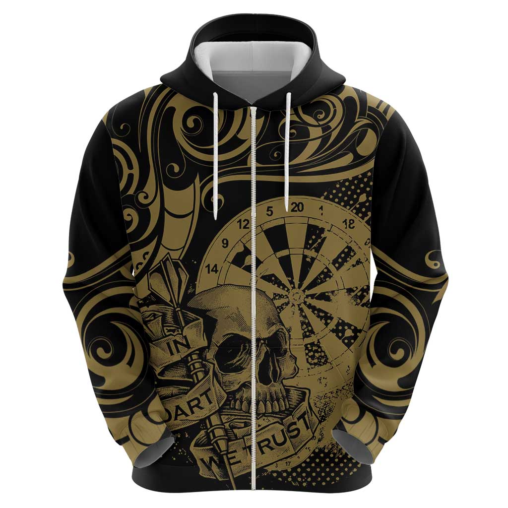 New Zealand Darts Hoodie Skull In Dart We Trust Maori Pattern LT14 - Polynesian Pride