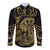 New Zealand Darts Long Sleeve Button Shirt Skull In Dart We Trust Maori Pattern - Polynesian Pride