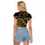 New Zealand Darts Raglan Cropped T Shirt Skull In Dart We Trust Maori Pattern - Polynesian Pride