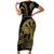 New Zealand Darts Short Sleeve Bodycon Dress Skull In Dart We Trust Maori Pattern - Polynesian Pride